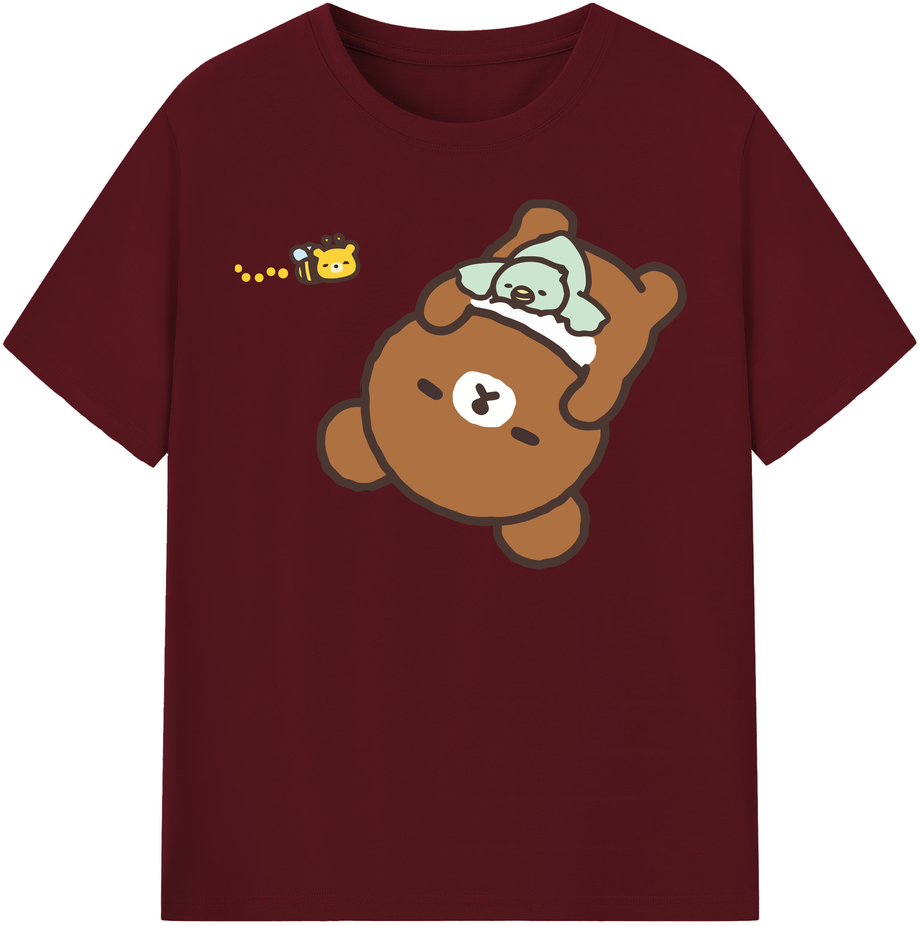 （画像用） リラックマ リラックマ キイロイトリ Rilakkuma Korilakkuma Kiiroitori 綿100％半袖Tシャツ（フロントプリント）